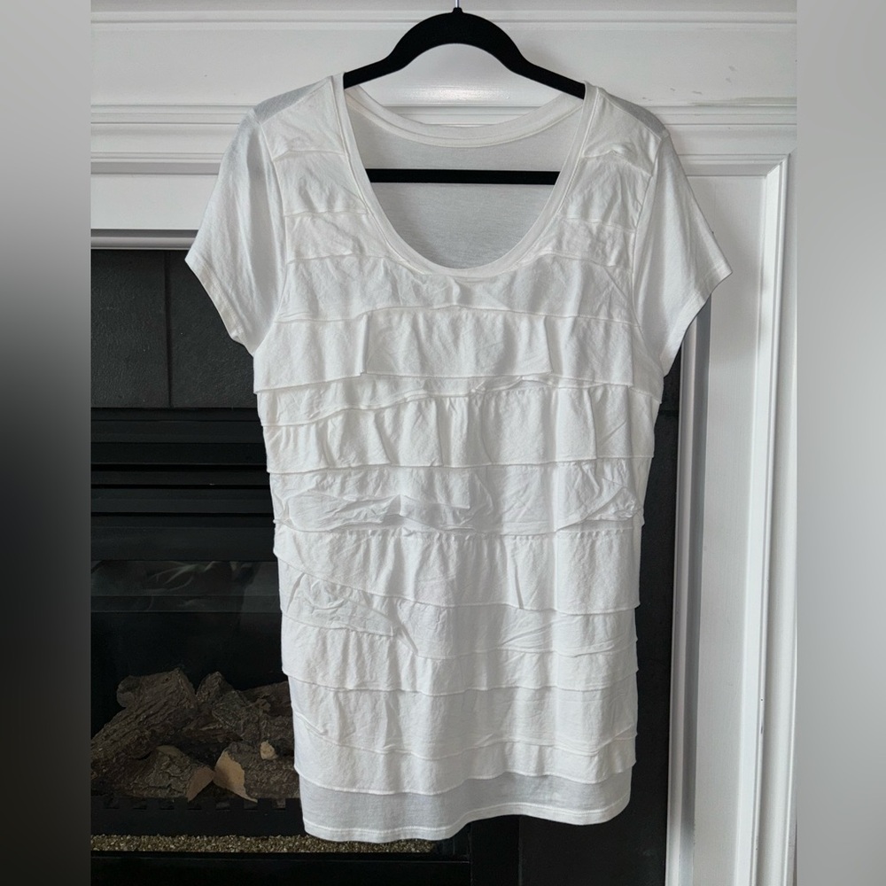 Free with purchase Merona White Ruffle Short Sleeve Soft Tee